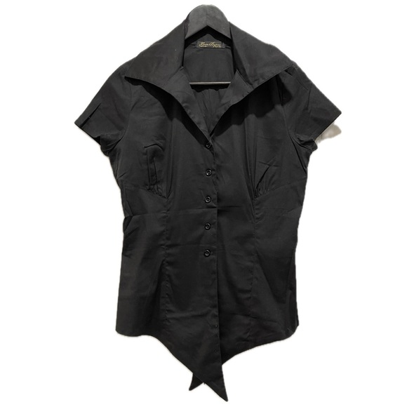 Sz.M-NWOT-Sustainable-High Quality-Button Shirt with Short Sleeve- *Black* - Picture 2 of 9